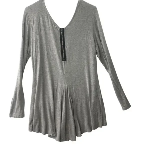 Soft Surroundings Gray High-Low Long Sleeve Top with Zipper Back – Size Large - Picture 2 of 5